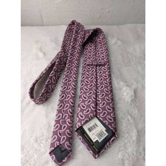 Ermenegildo Zegna Tie Pink Woven Paisley Pattern 100% Silk NWT - Picture 2 of 4